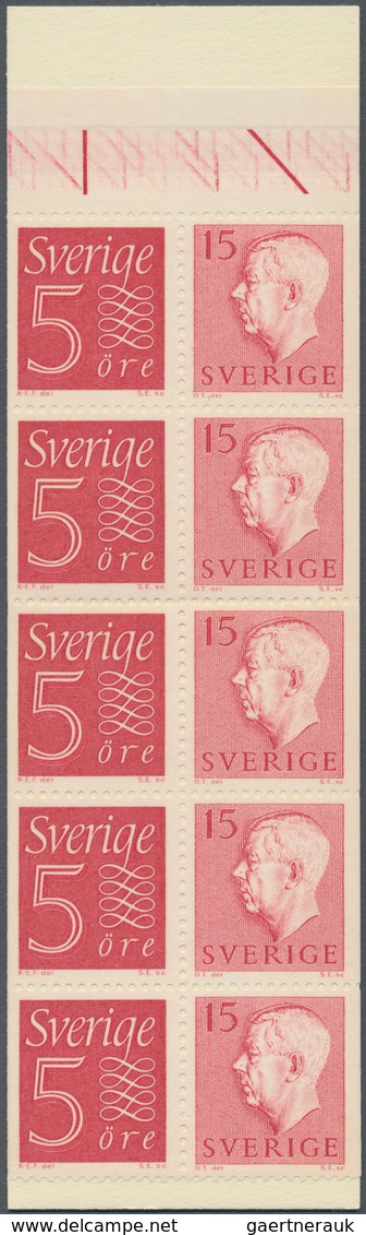 Schweden - Markenheftchen: 1958, King Gustav VI. Adolf 15öre Red + Numeral 5öre Red (five Each) In 2 - 1951-80