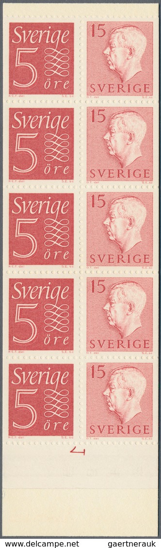 Schweden - Markenheftchen: 1958, King Gustav VI. Adolf 15öre Red + Numeral 5öre Red (five Each) In 2 - 1951-80