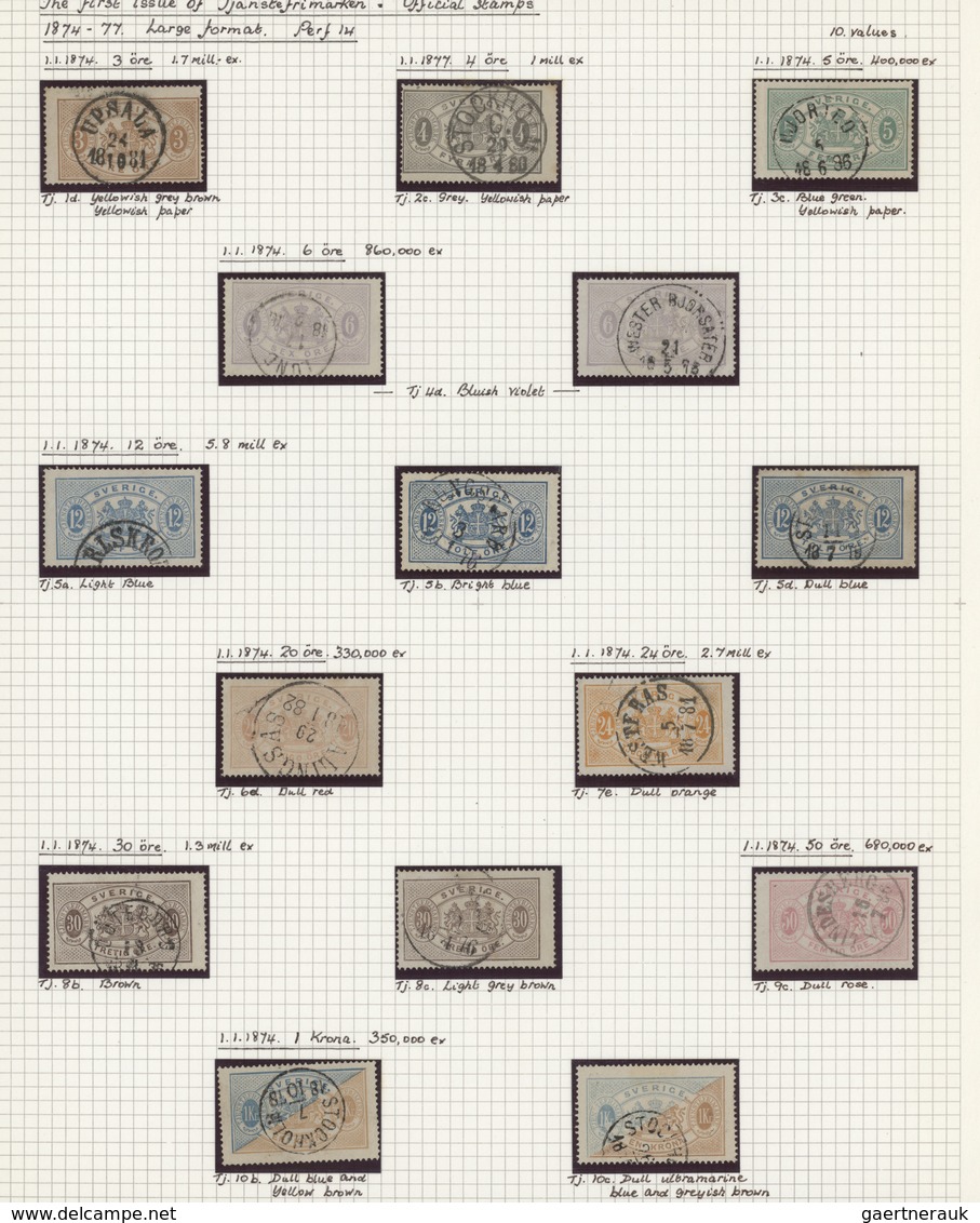 Schweden - Dienstmarken: 1874/1893, Specialised Collection Of 1st Issues (Michel Nos. 1/11, Facit No - Dienstmarken