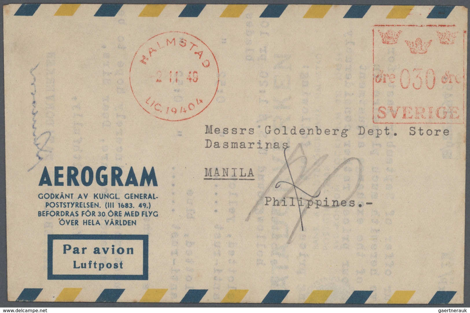 Schweden - Ganzsachen: 1949/89 (ca.), Bestand Von Ca. 210 Ungebrauchten Und Gebrauchten AEROGRAMMEN - Postal Stationery