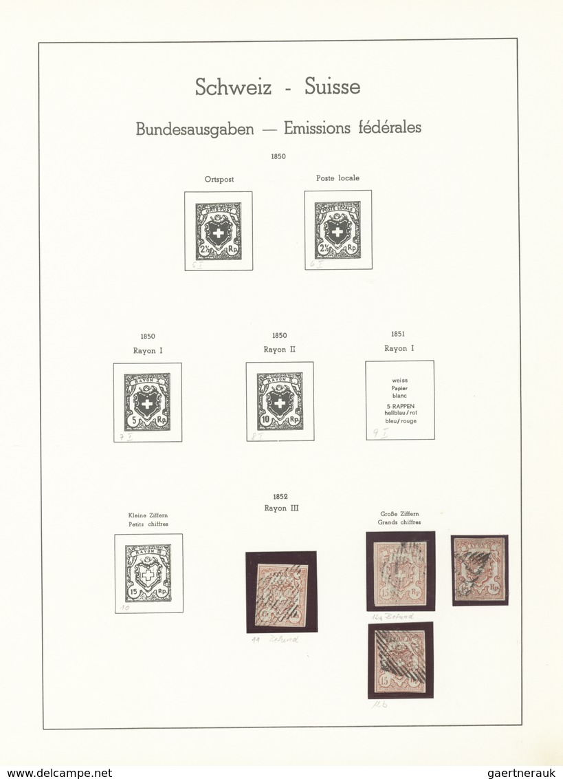 Schweiz: 1850/1900, meist gestempelte Sammlung auf Albenblättern, alles mehrfach/spezialisiert zusam