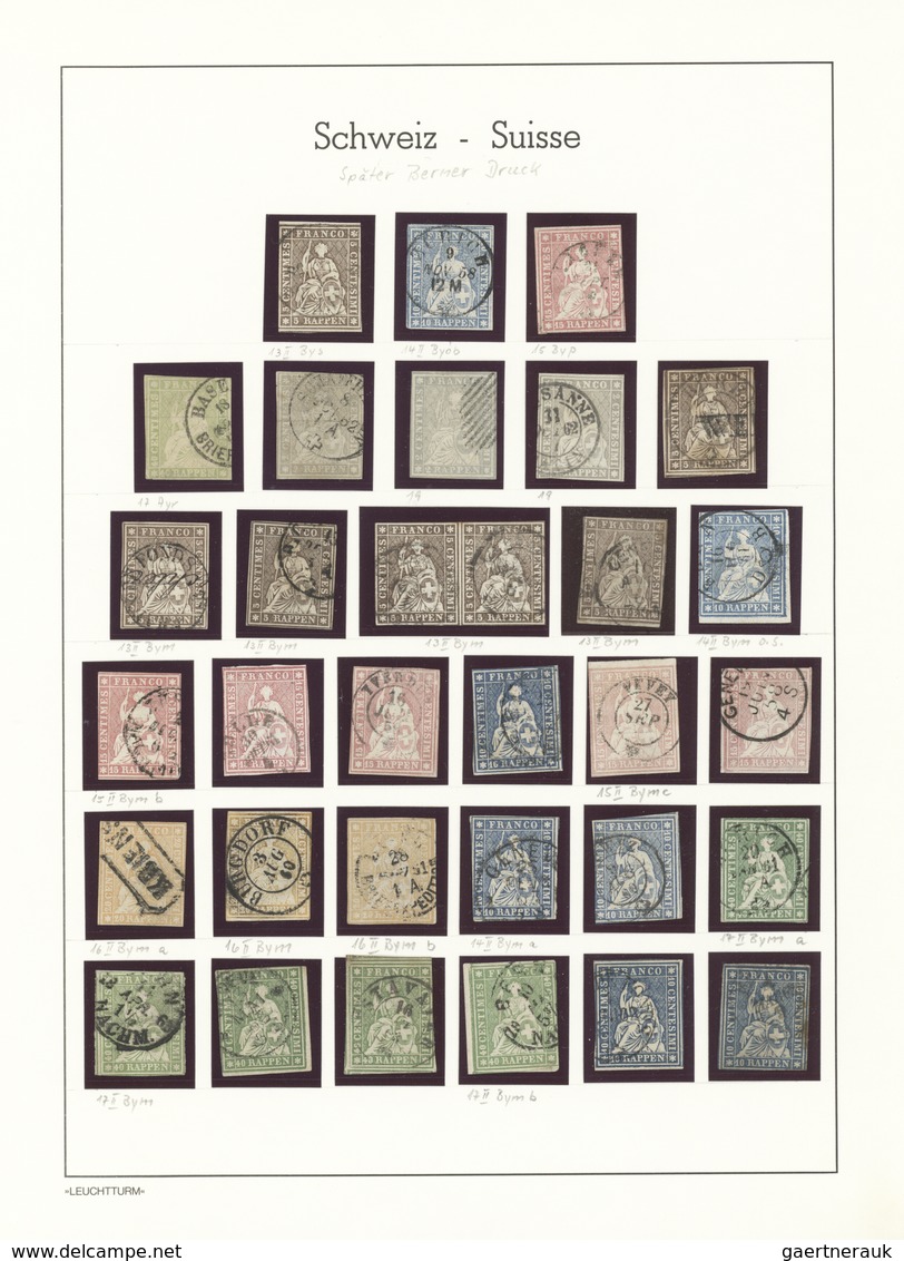 Schweiz: 1850/1900, meist gestempelte Sammlung auf Albenblättern, alles mehrfach/spezialisiert zusam