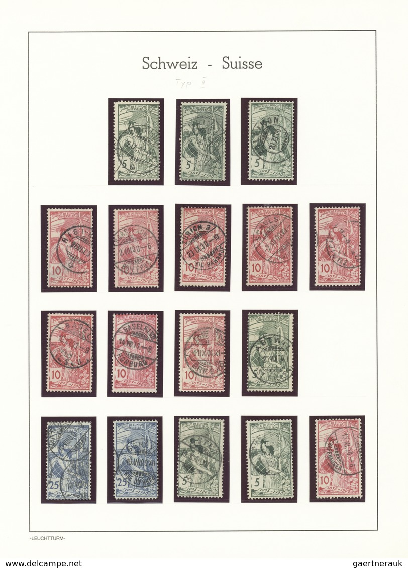 Schweiz: 1850/1900, meist gestempelte Sammlung auf Albenblättern, alles mehrfach/spezialisiert zusam
