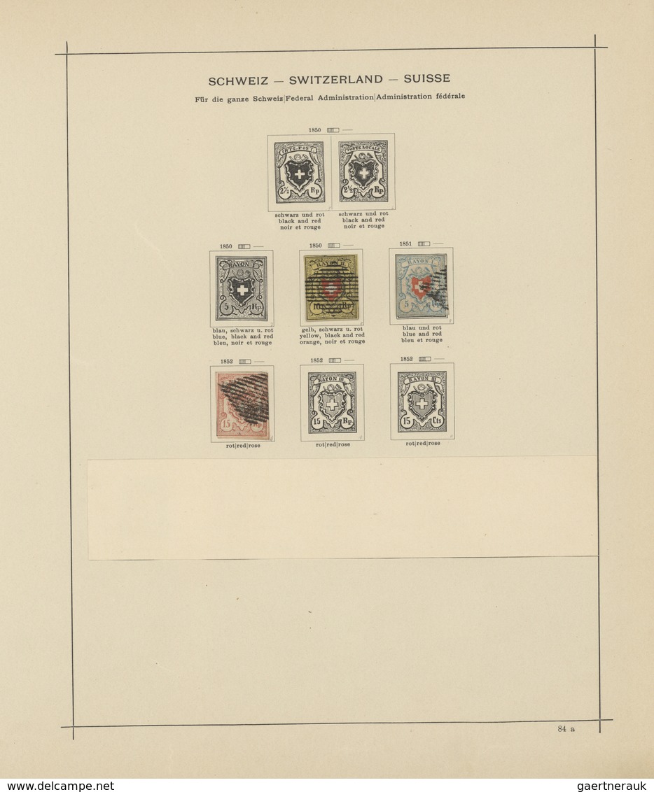 Schweiz: 1850/1961, Saubere, Meist Gestempelte Sammlung Auf Alten Schaubek-Vordrucken, Durchgehend G - Sammlungen
