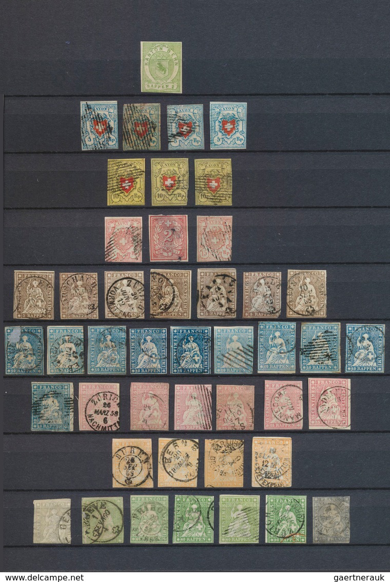 Schweiz: 1850-1908: Umfangreiche, Gestempelte Sammlung Von Mehr Als 1000 Marken, Von Einigen Rayon- - Sammlungen