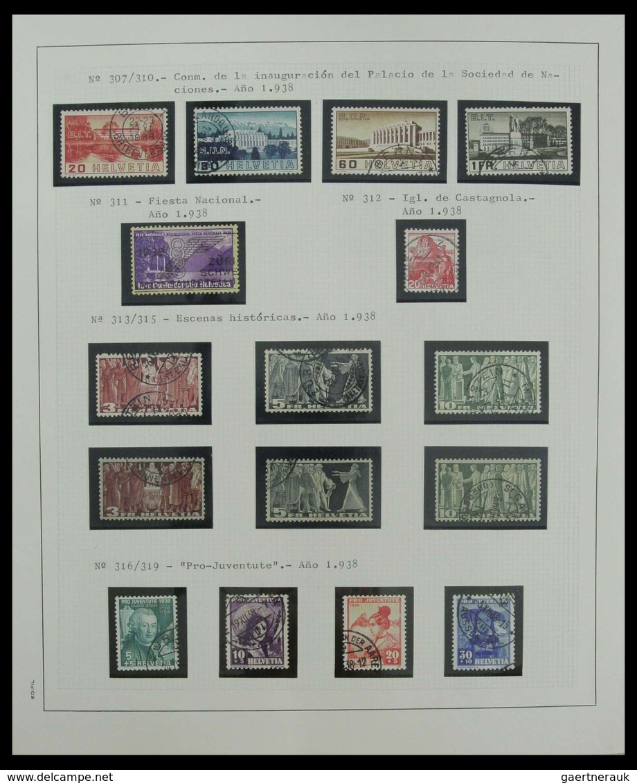 Schweiz: 1850-1975: Very well filled, mostly used collection Switzerland 1850-1975 in 2 albums. Coll