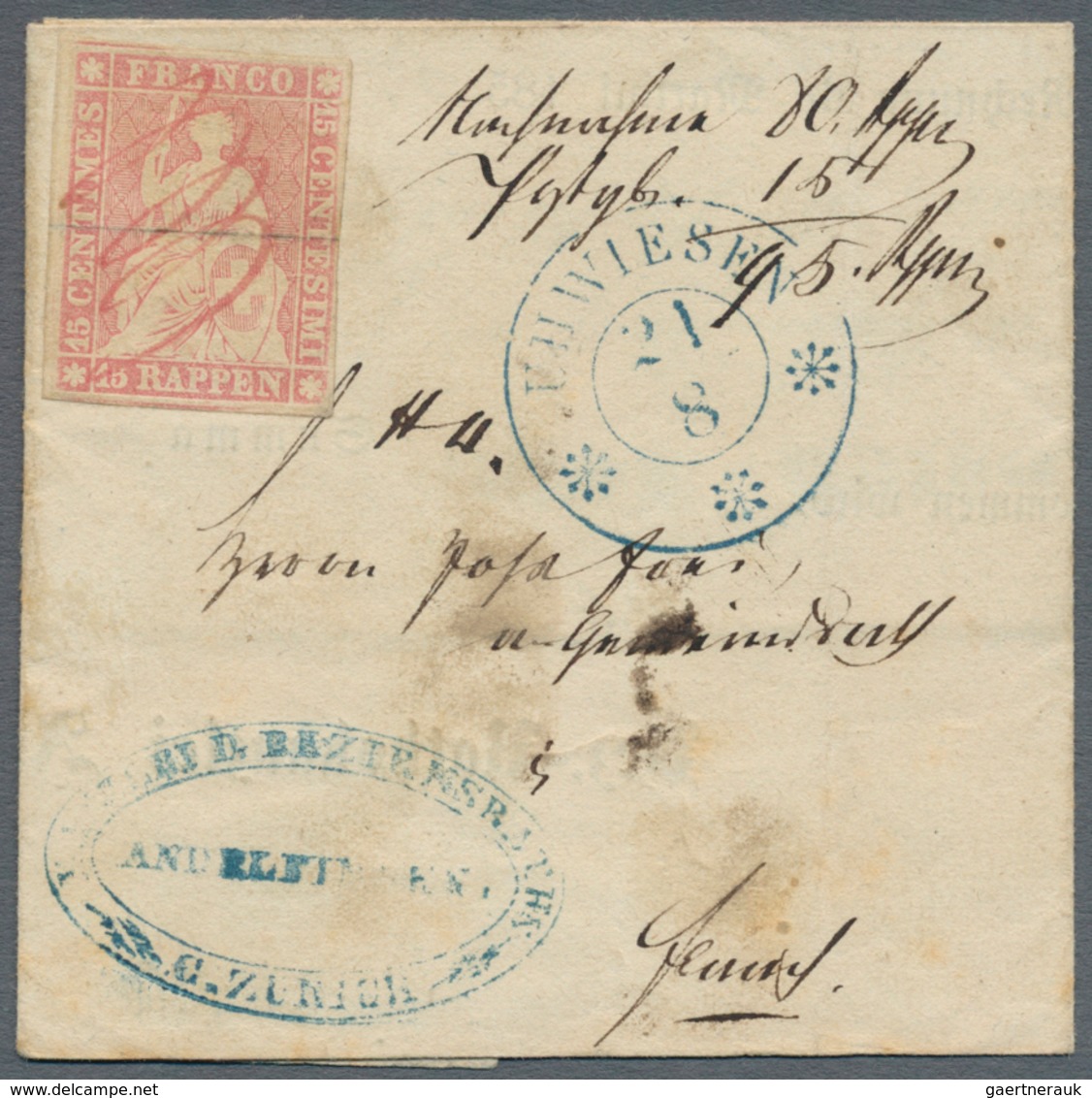 Schweiz: 1854-1862 STRUBEL: Kollektion Von Rund 100 Gestempelten Marken (2 Rp. Bis 1 Fr.) Und 10 Bri - Sammlungen