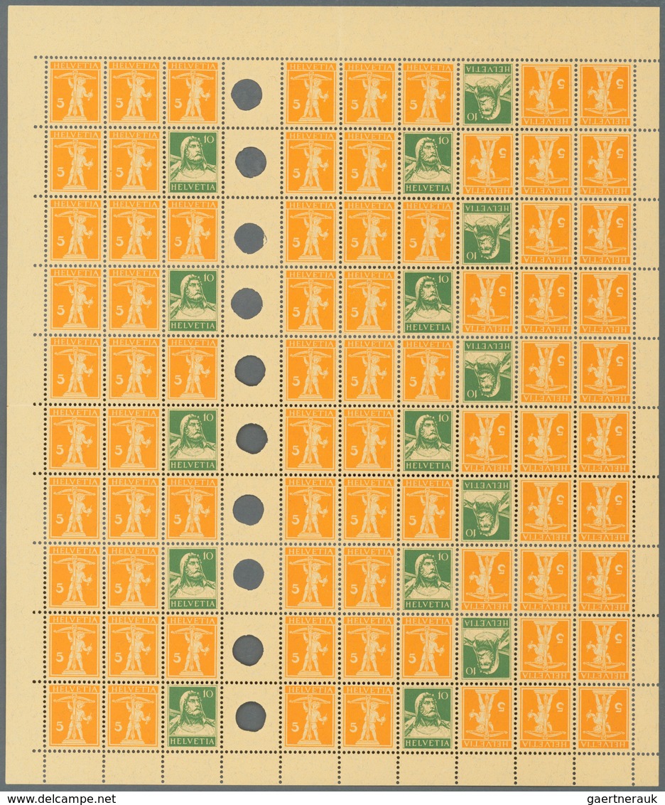 Schweiz: 1908-1930, ZUSAMMENDRUCKE UND BOGEN: Umfangreiche Kollektion Von 41 Kompletten Bogen (9 Zus - Sammlungen