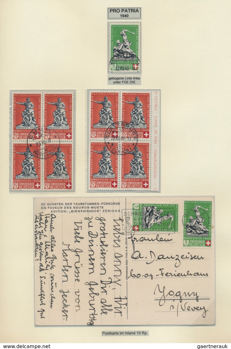 Schweiz: 1936/1960 Ca. - PRO PATRIA: Feine Kollektion Von Einzelmarken, 4er-Blocks, Anderen Einheite - Sammlungen