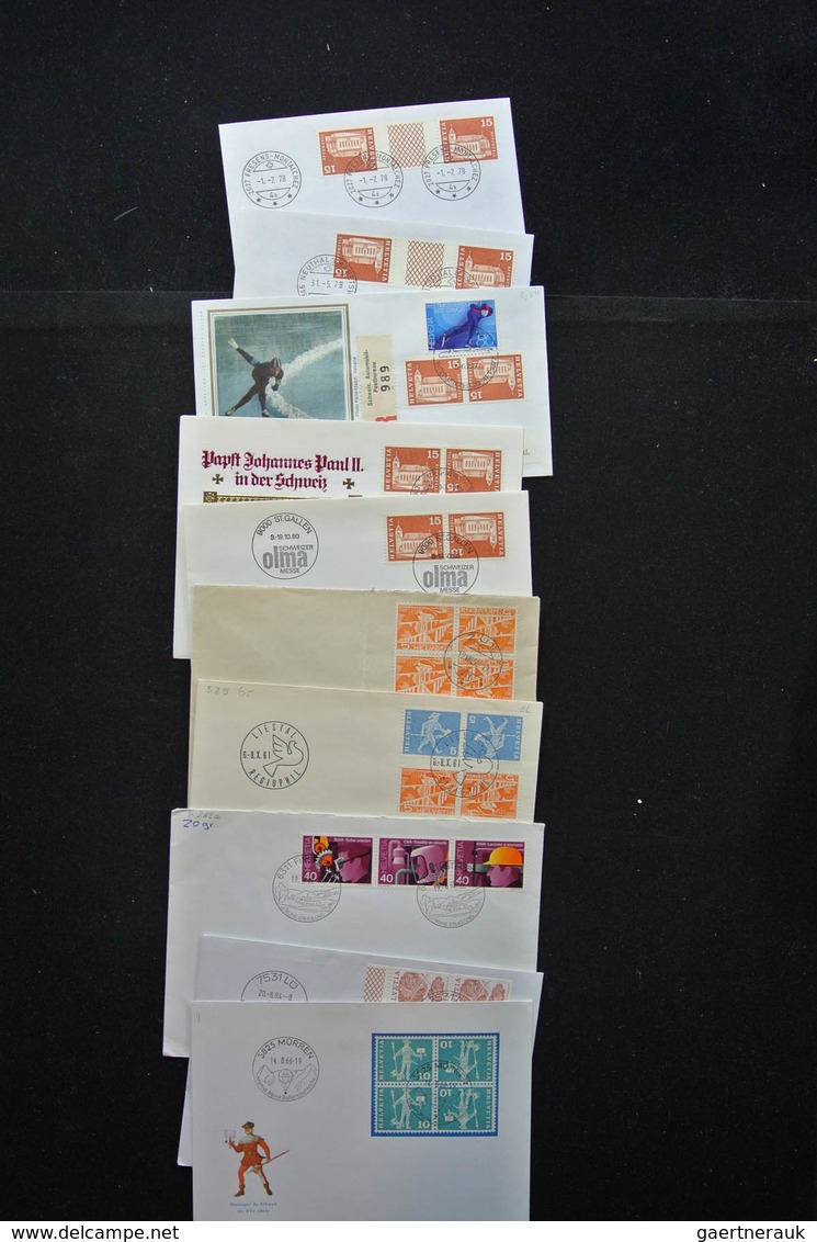 Schweiz: 1938-1990: Small box with 250 covers of Switzerland 1938-1990, all franked with tete-beches