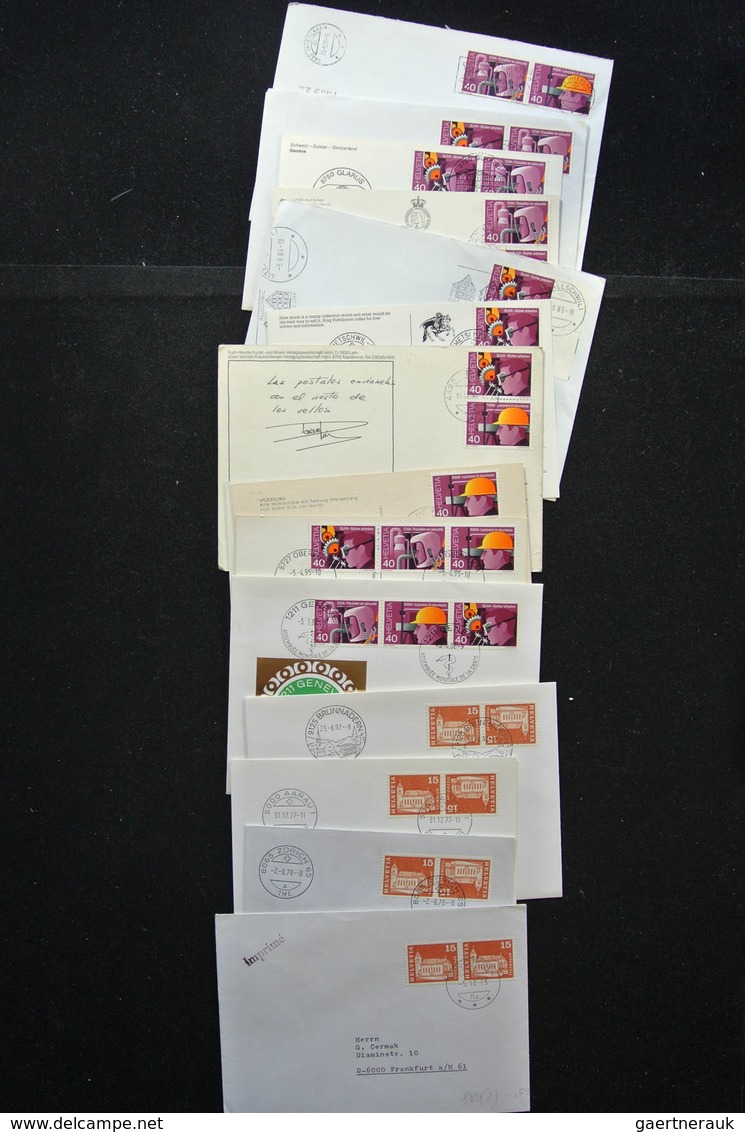 Schweiz: 1938-1990: Small box with 250 covers of Switzerland 1938-1990, all franked with tete-beches