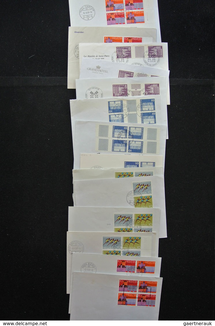 Schweiz: 1938-1990: Small box with 250 covers of Switzerland 1938-1990, all franked with tete-beches