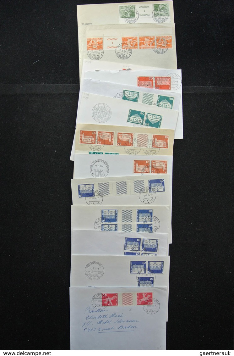 Schweiz: 1938-1990: Small box with 250 covers of Switzerland 1938-1990, all franked with tete-beches