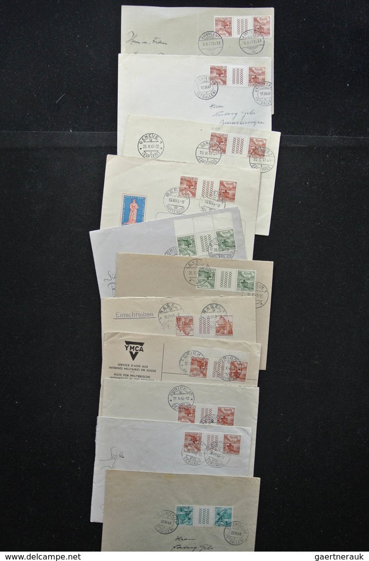 Schweiz: 1938-1990: Small box with 250 covers of Switzerland 1938-1990, all franked with tete-beches