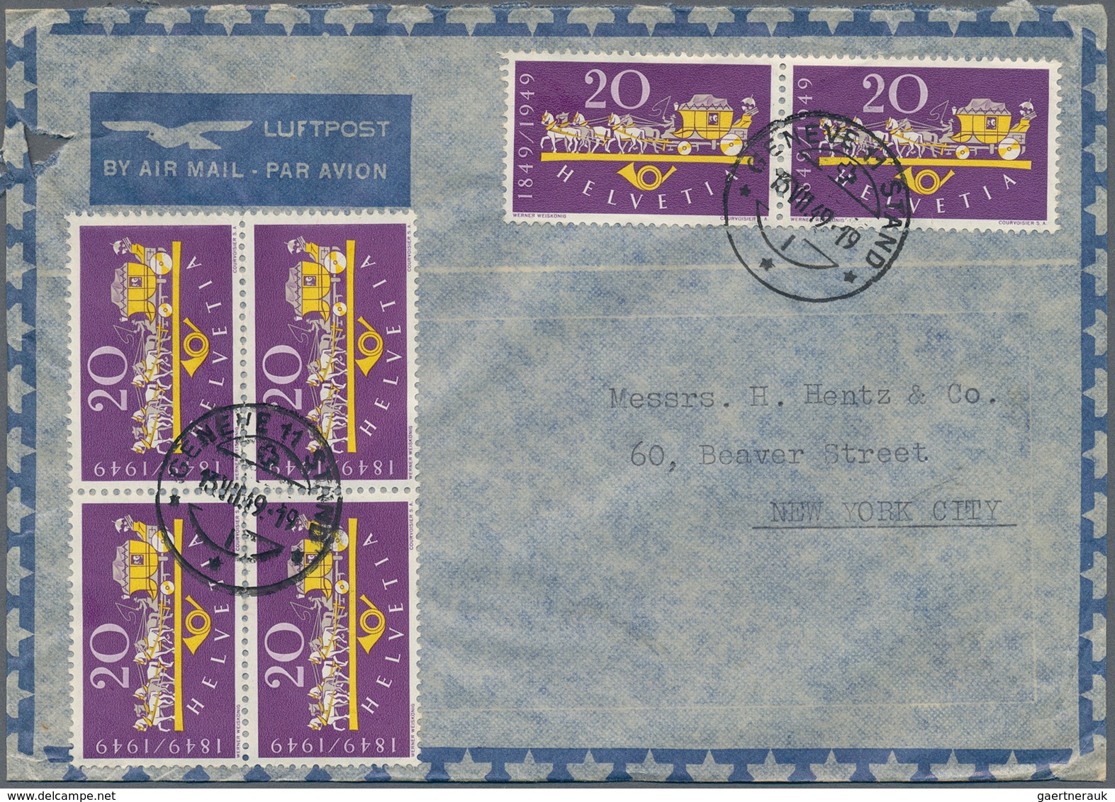 Schweiz: 1940/60(ca.), Sehr schöner Posten von ca. 125 LuPo-Briefen aus einer Schweiz-USA Korrespond