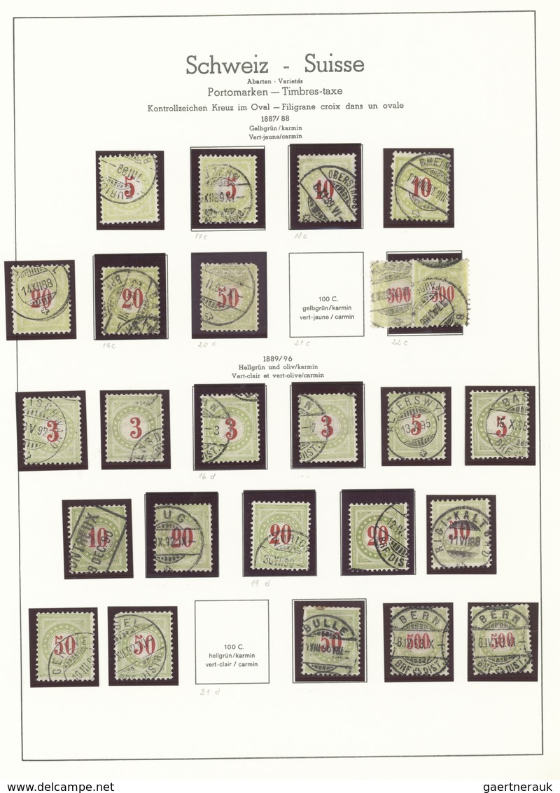 Schweiz - Portomarken: 1878/1950, vielseitige Sammlung meist der Portomarken sowie noch Dienst IKW/B
