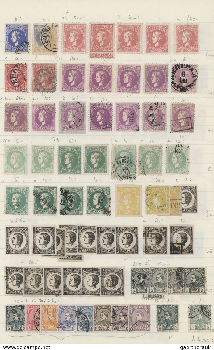 Serbien: 1866/1943, Used And Mint Collection/accumulation Mounted On Pages In A Folder, Comprising A - Servië