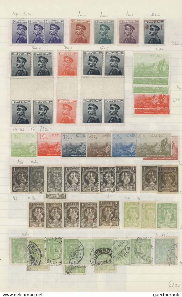 Serbien: 1866/1943, Used And Mint Collection/accumulation Mounted On Pages In A Folder, Comprising A - Serbien