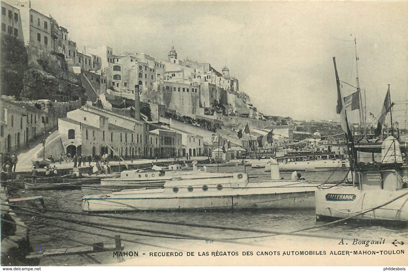 ESPAGNE  MAHON   Recuerdo De Las Regatos Canots Automobiles ALGER - MAHON - TOULON - Autres & Non Classés