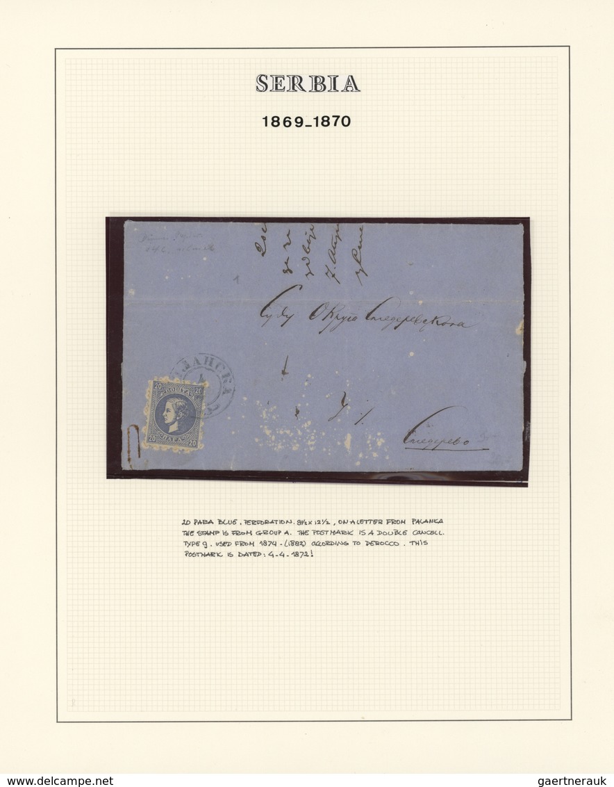 Serbien: 1871/1879, Milan IV., Group Of Four Letters: Three 20pa. Single Franking Domestic Rate And - Serbien