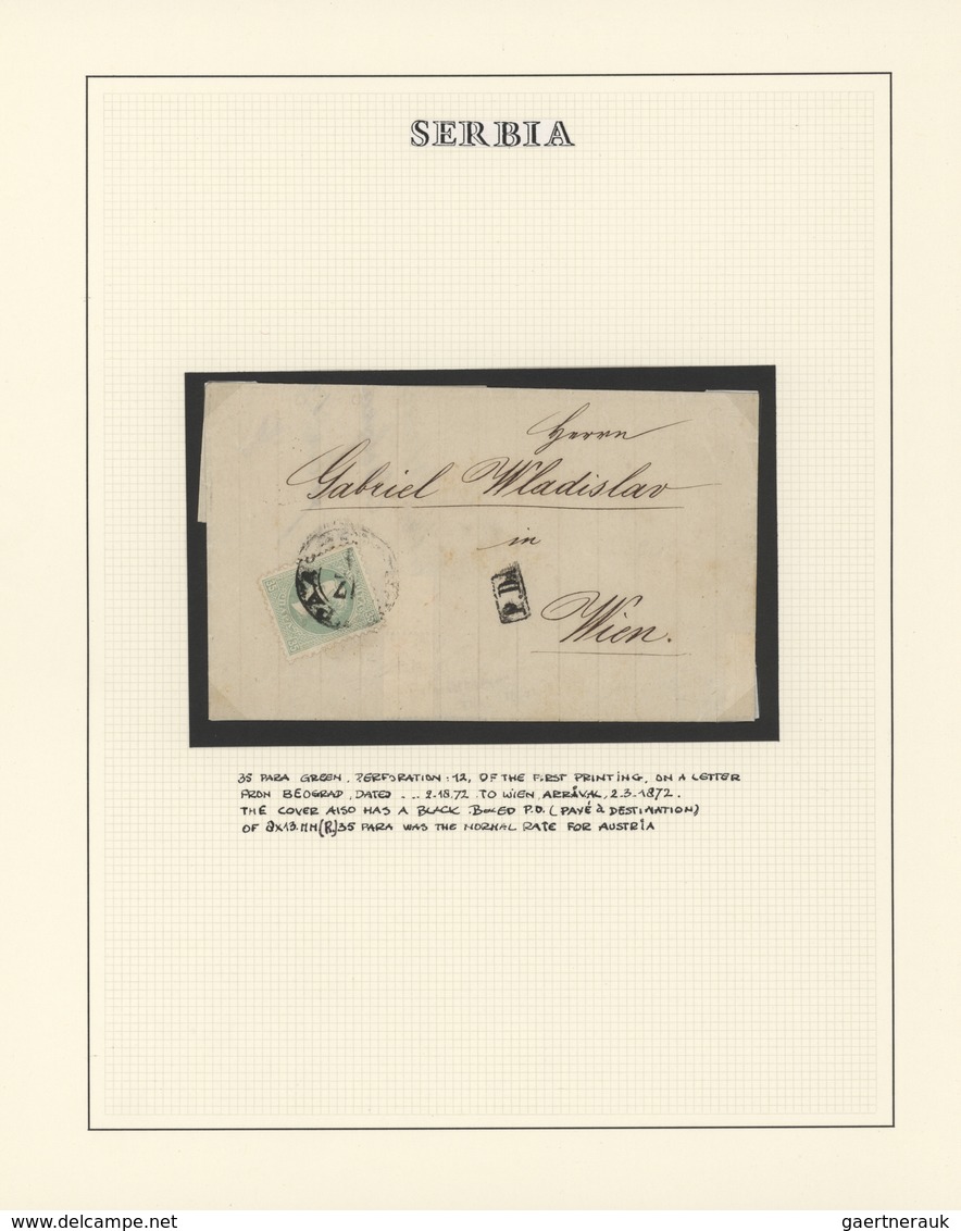 Serbien: 1871/1879, Milan IV., Group Of Four Letters: Three 20pa. Single Franking Domestic Rate And - Serbien