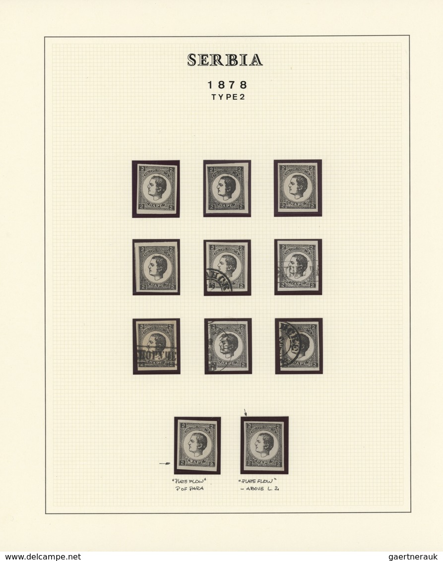 Serbien: 1873/1879, Milan IV. 2pa. Black, Specialised Assortment Of 113 Stamps Showing Both Types, A - Serbien