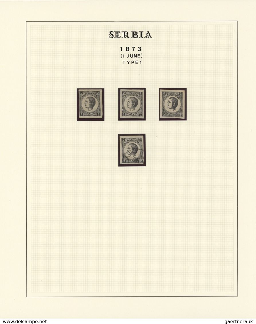 Serbien: 1873/1879, Milan IV. 2pa. Black, Specialised Assortment Of 113 Stamps Showing Both Types, A - Serbia