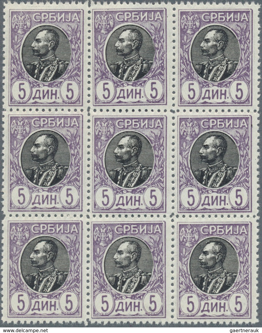 Serbien: 1905, King Peter I. Definitives Complete Set Of 11 In A Lot With About 40 Sets Incl. Blocks - Serbien