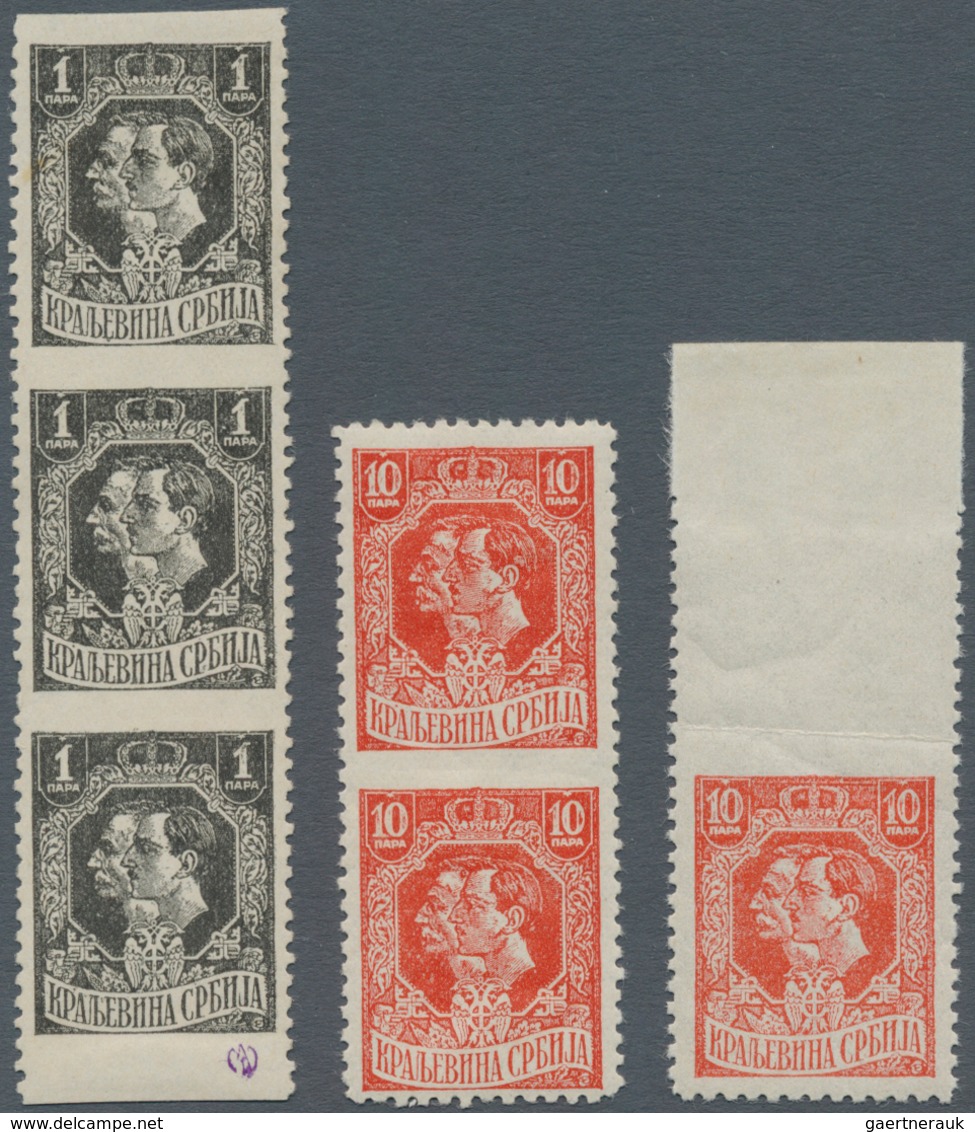 Serbien: 1918, Definitives "Peter/Alexander", Specialised Assortment Of 32 Stamps Comprising Mainly - Serbien