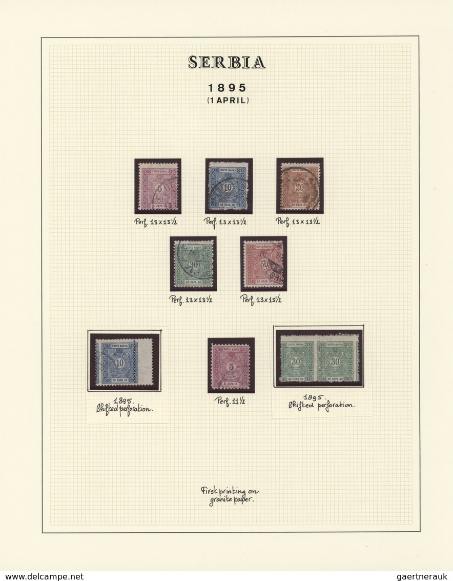 Serbien - Portomarken: 1895/1918, Specialised Collection Of Apprx. 53 Stamps On Written Up Album Pag - Serbien