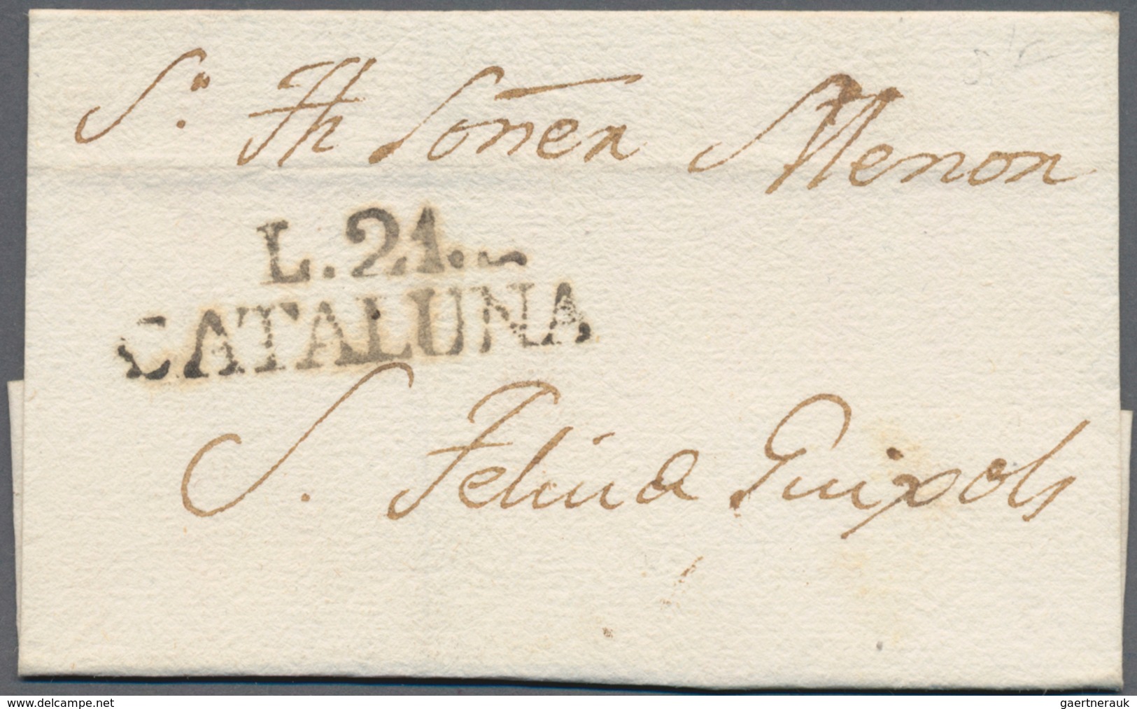 Spanien - Vorphilatelie: 1740/1857 (ca.), Catalonia, Collection Of Apprx. 64 Letters, Showing Nice R - ...-1850 Vorphilatelie