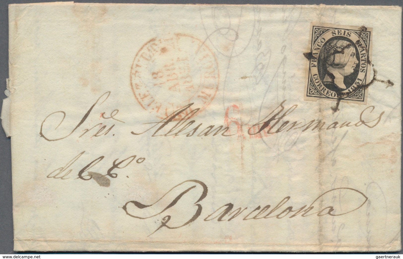 Spanien: 1850/1852, 30 Covers Franked With 4 Cuartos Isabella II. Fine To Very Fine. - Covers & Documents