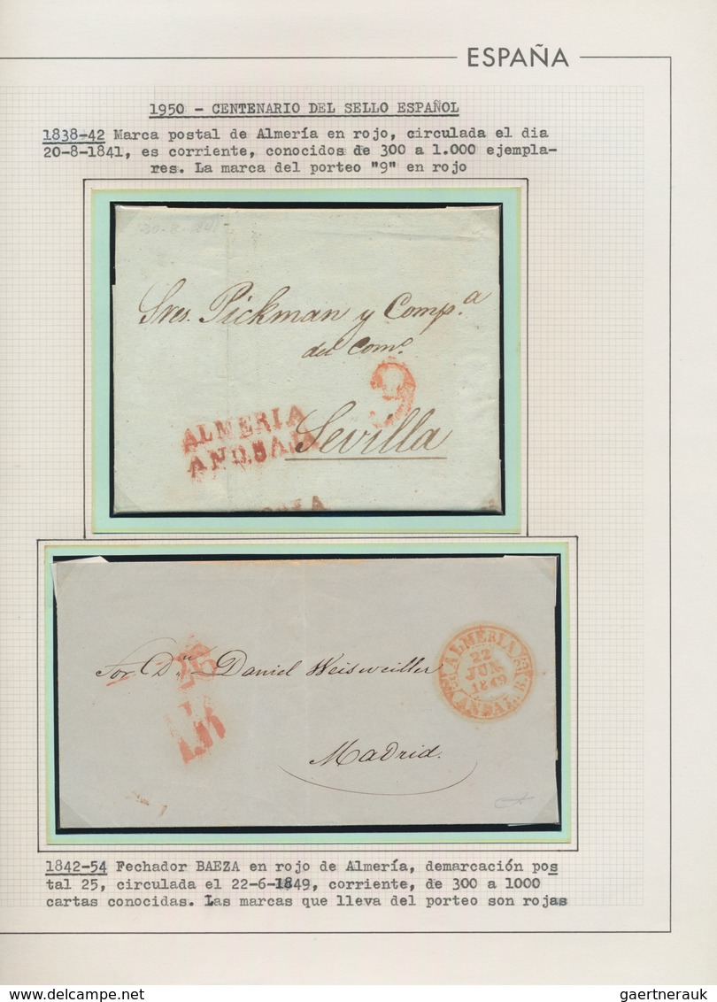 Spanien: 1850/1950, Postal History: History Of Mostly Spanish Mail Beginning With Prephilatelic Lett - Briefe U. Dokumente