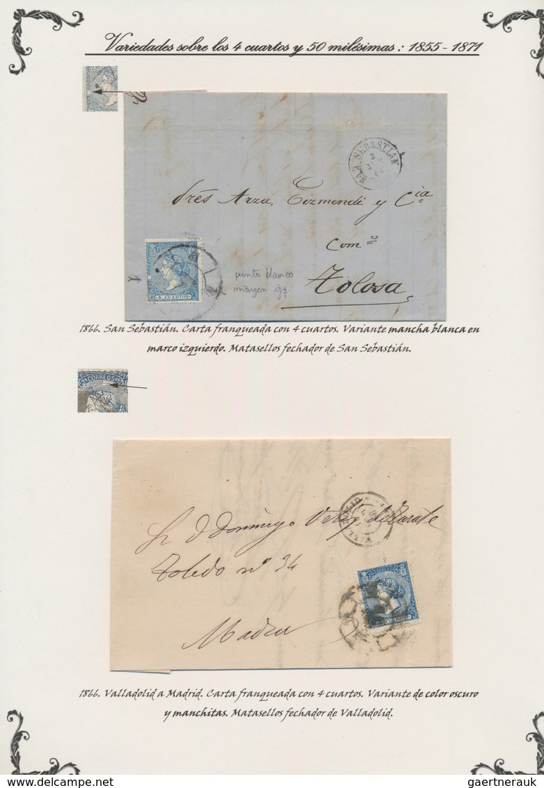 Spanien: 1851/1871, Extensive Exhibition Collction On Leaves Featuring About 200+ Letters On 108 Pag - Covers & Documents