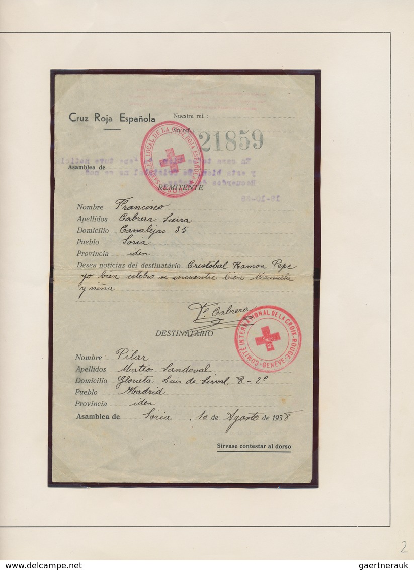 Spanien: 1936/1937, Spanish Red Cross Service During Civil War, Well Presented Study Of 15 Interesti - Briefe U. Dokumente