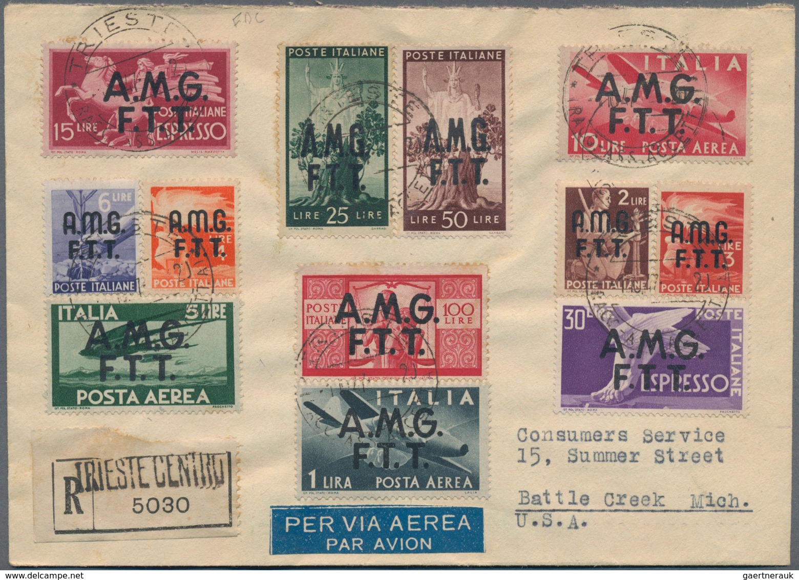 Triest - Zone A: 1947/1953, collection of 48 f.d.c. incl. better pieces like 1947/1948 overprints, a