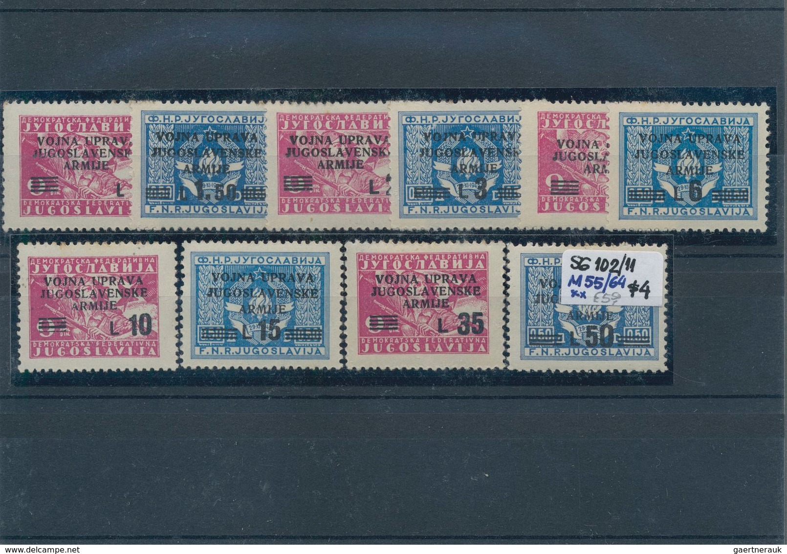 Triest - Zone B: 1945/1954, Almost Exclusively U/m Holding On Stockcards In A Small Binder, Comprisi - Gebraucht