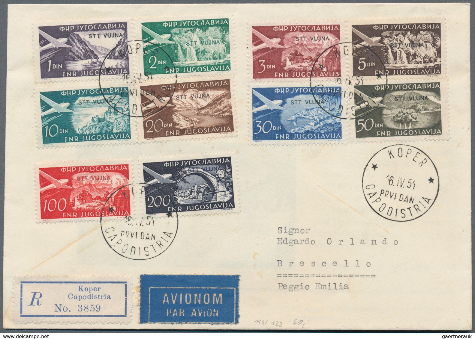 Triest - Zone B: 1954, 5 First Day Covers Ex Michel-No. 110/138, Four Of Them Postally Used Includin - Used