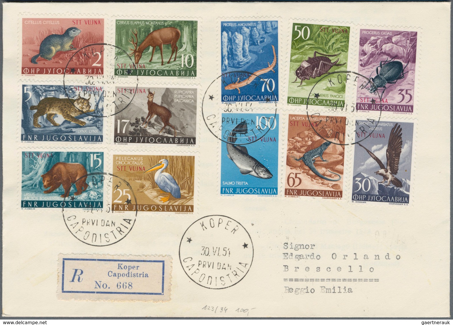 Triest - Zone B: 1954, 5 First Day Covers Ex Michel-No. 110/138, Four Of Them Postally Used Includin - Used