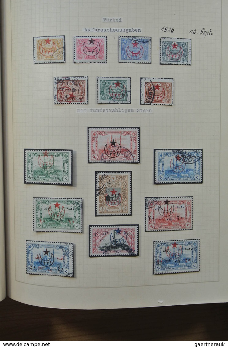 Türkei: 1863-1930. Very well filled, mint hinged and used collection Turkey 1863-1930 in blanc Borek