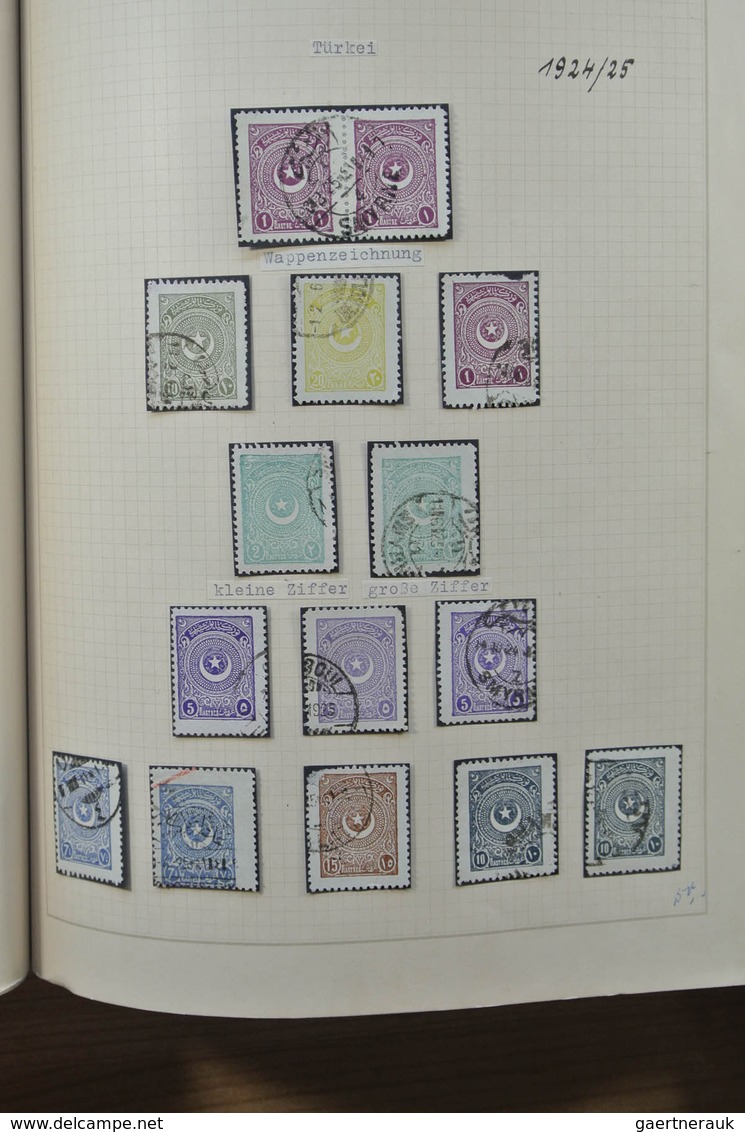 Türkei: 1863-1930. Very well filled, mint hinged and used collection Turkey 1863-1930 in blanc Borek