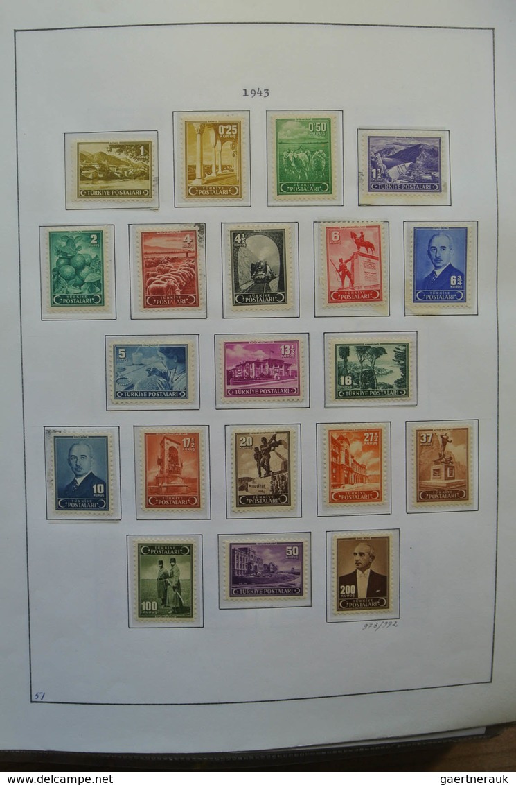 Türkei: 1863-1994: Well filled, MNH, mint hinged and used collection Turkey 1863-1994 on blanc pages