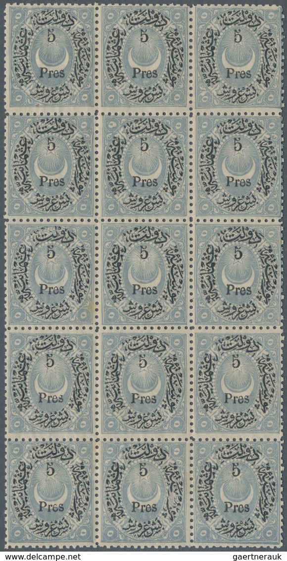 Türkei: 1876, 5 Pres. Greyish Blue 200 Mint Stamps, Most Mint Never Hinged, Blocks Of Four And Large - Used Stamps