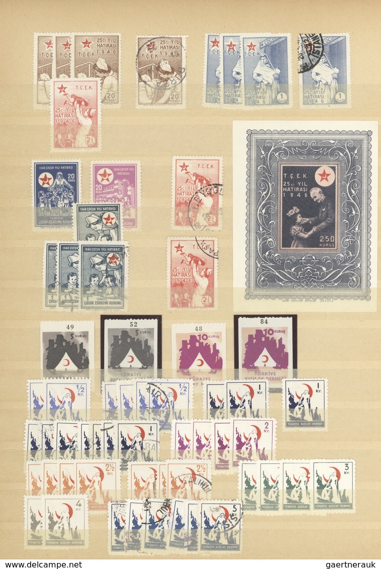 Türkei - Zwangszuschlagsmarken Für Den Roten Halbmond: 1916/58, Comprehensive Collection/accumulatio - Charity Stamps