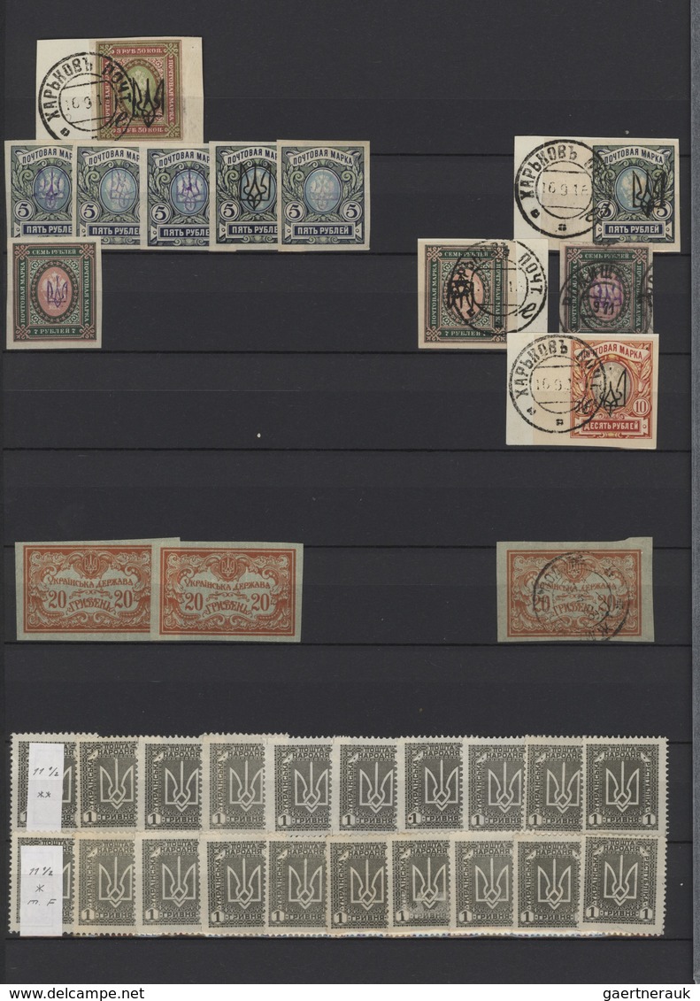 Ukraine: 1918/1923, Mint And Used Accumulation Of Apprx. 1.400 Stamps Of Various Issues Incl. Overpr - Ukraine