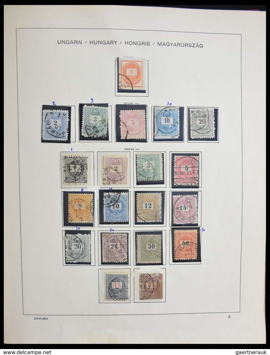 Ungarn: 1871-2000: Extensive, MNH, mint hinged and used collection Hungary 1871-2000 in 3 Schaubek a