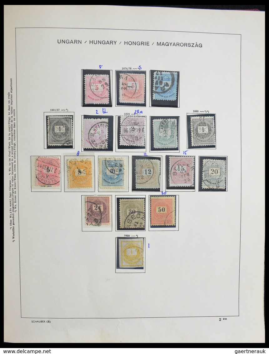 Ungarn: 1871-2000: Extensive, MNH, mint hinged and used collection Hungary 1871-2000 in 3 Schaubek a