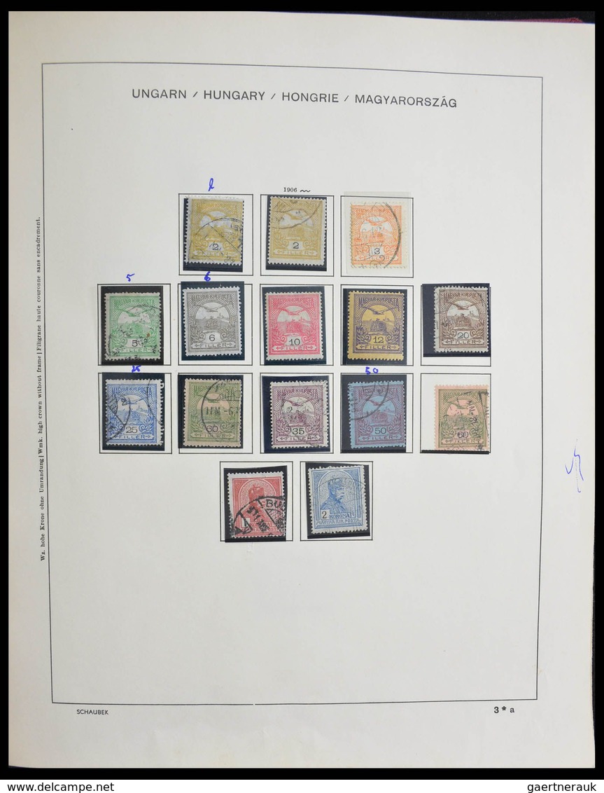 Ungarn: 1871-2000: Extensive, MNH, mint hinged and used collection Hungary 1871-2000 in 3 Schaubek a