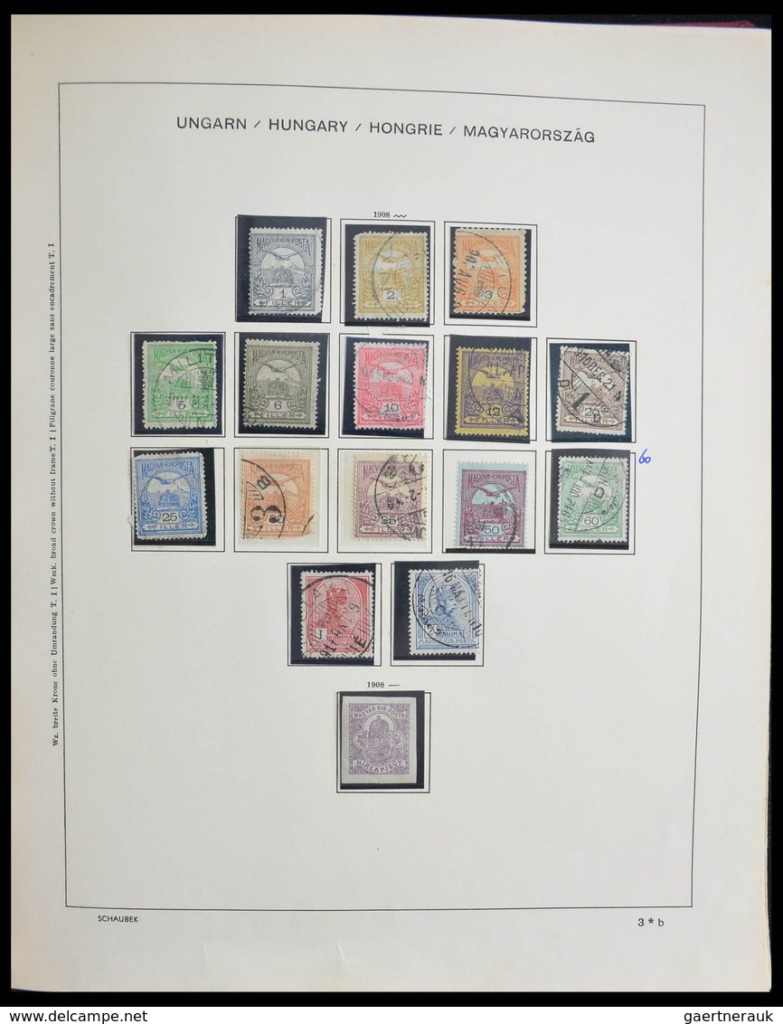 Ungarn: 1871-2000: Extensive, MNH, mint hinged and used collection Hungary 1871-2000 in 3 Schaubek a