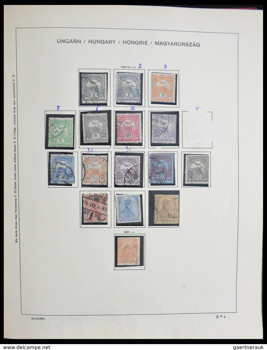 Ungarn: 1871-2000: Extensive, MNH, mint hinged and used collection Hungary 1871-2000 in 3 Schaubek a